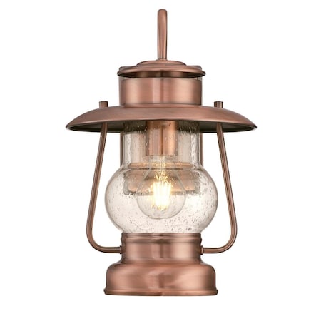 Westinghouse Fixture Wall Outdoor 60W Santa Fe Lantern Washed Copper Clear Seeded Glass 6373100